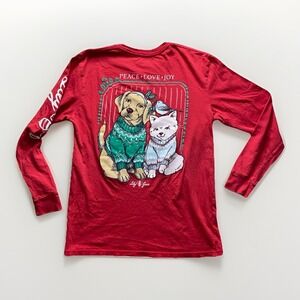 Lily Grace Women's Long Sleeve Festive Christmas Tee Shirt Small Cute Dog Cat